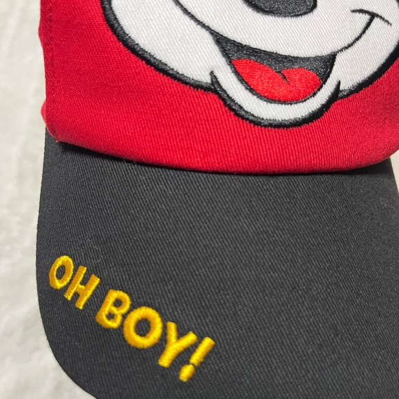 Disney Mickey Mouse W/ Ears “Oh Boy!” Disney Parks Red Hat Size Toddlers - Picture 2 of 9